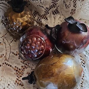 Murano Style Jewel Toned Large Glass Fruits